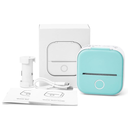 Printer Inkless Bluetooth Sticker Pocket Printer Portable Photo Notes DIY Scrapbook Printer Green White