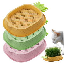 Cat Grass Planter 3-Piece Kit, 5.4x7, Detachable Two-Layer Hydroponic Pineapple Tray, Soil-Free Wheat Grass Kit for Cats
