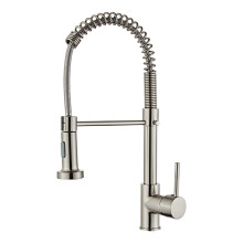 Kitchen Faucet With Pull Down Sprayer, Pull Out, Brass Deck Mounted Tap, Hot And Cold, Brushed Finish, Standard Fittings