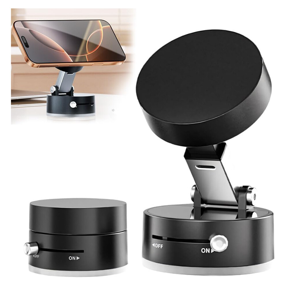 Vacuum Suction Magnetic Phone Holder Foldable And Retractable Double-Sided Magnetic Mount All Smartphones Black 9084446002850