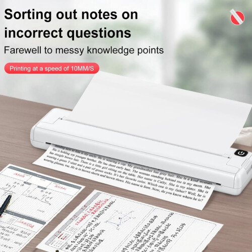 Portable Printers Wireless A4 Thermal Printer Inkless Pocket Photo And Document Printer For Home 1
