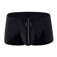 Men's Boxer Shorts Front Zip Soft Breathable Plain Low-Waist Underwear Black XL Clubwear