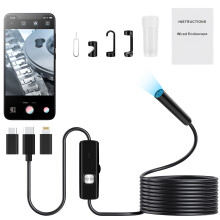 Endoscope Camera with Light,1920P HD Borescope,6 Adjustable LED Lights, IP67 Waterproof for iPhone, iPad and Android Phone