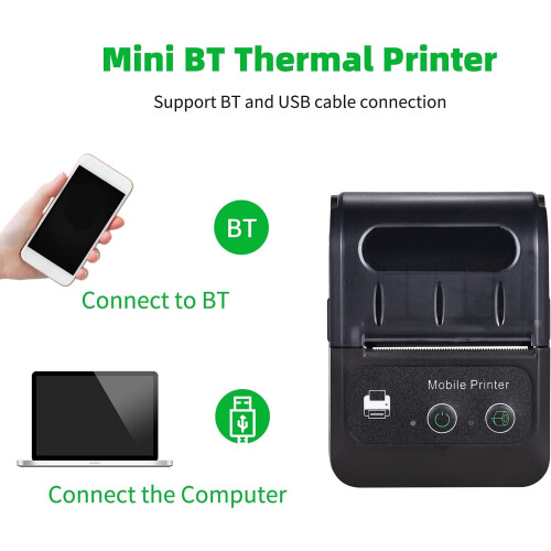 Mini Label Printer 58mm Portable Bluetooth Handheld Thermal Receipt Printer Android iOS Compatible Medium 1