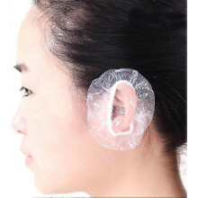 100pcs Disposable Hair Dyer Ear Protector Covers Shower Caps for Ears Clear