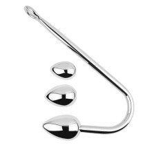 Anal Butt Plug Stainless Steel Prostate Massager, Anal Hook Style, Large Ball, Metal BDSM Toy For Men