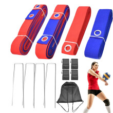 Volleyball Boundary Lines Foldable Markers For Park And Backyard Red And Blue Sandbag Weights Outdoor Practice Kit