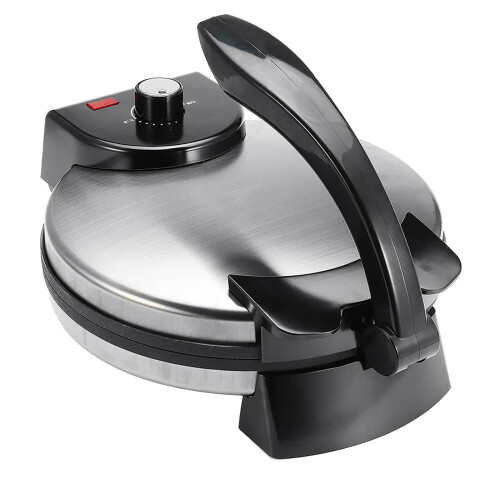Electric Roti Maker 12 Inch Automatic Tortilla Machine With Adjustable Temperature, Double-Sided Heating, Silver
