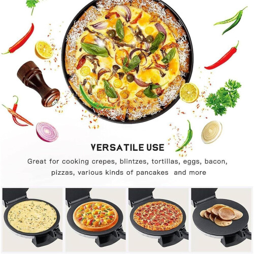 Electric Roti Maker 12 Inch Automatic Tortilla Machine With Adjustable Temperature, Double-Sided Heating, Silver 2
