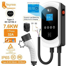 Station de charge voiture électrique Type2 câble 32A 7.6kW charge dynamique blancage EVSE Wallbox APP fonction