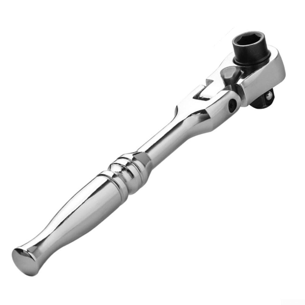 Small Ratchet Wrench Chrome Vanadium Steel Screwdriver Handle Socket Head 180-Degree Folding Round Handle Disassembly 9084446006254