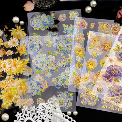 Yellow Flower Decals for Scrapbook DIY Waterproof PET 2 Sheets 2