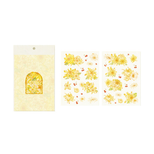 Yellow Flower Decals for Scrapbook DIY Waterproof PET 2 Sheets 1