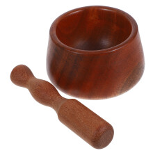 1 set knoblauchmörser holz mit stößel für gewürze pfeffer