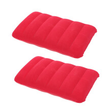 Camping Pillow 2 Pcs, Travel Air Pillow, Portable Inflation Cushion 47x30 cm, Red Lumbar/Office Nap Pillow