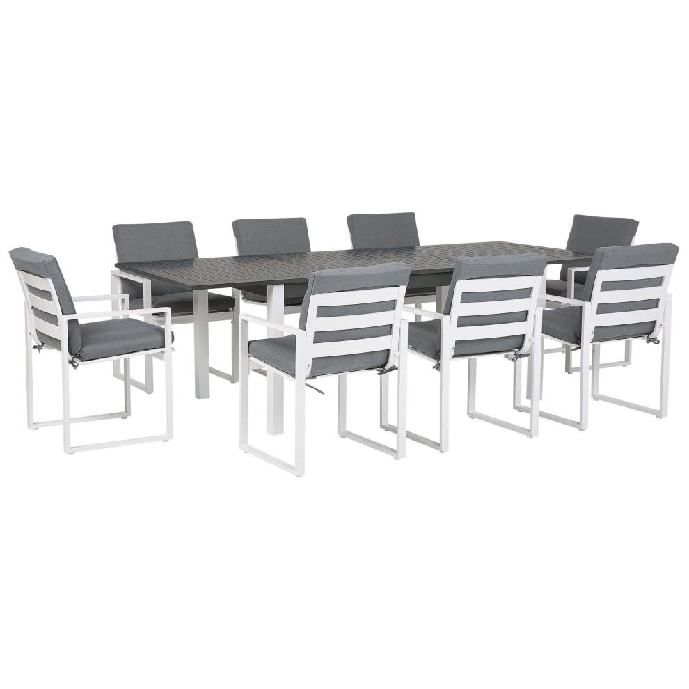 Garden Dining Set 8 Seater PANCOLE with Cushions Metal Grey