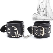 Leather Handcuffs With Plush Lining Metal Chain Restraints For Bed Bondage Couples Beginners