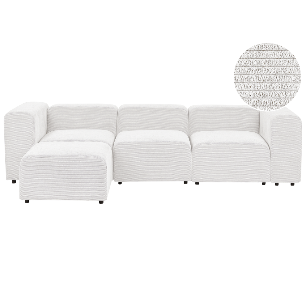 Modular Sofa 3 Seater FALSTERBO Corduroy Off-White with Ottoman