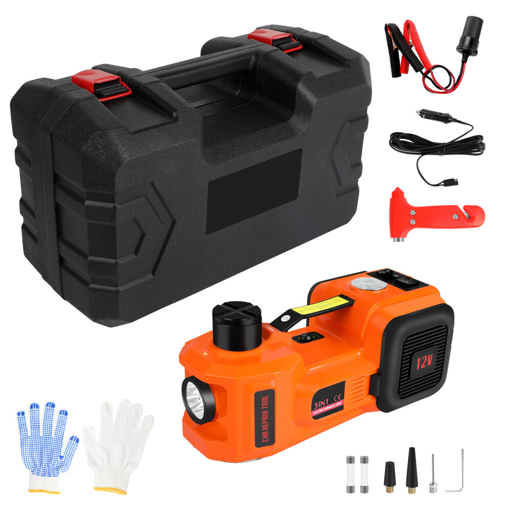 Electric Car Jack 5 Ton/11023 Lbs Hydraulic Jack Lift With Built-In Inflatable Pump And Led For Suv Mpv Sedan Truck Change Tires Garage Repair Light 6901489047958