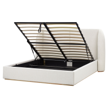 Ottoman Bed MONESTIER Fabric Off-White 160 x 200 cm (EU King Size)