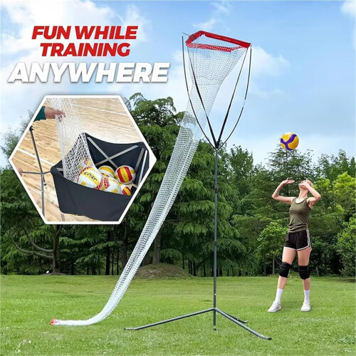 Volleyball Training Net With Triangular Support, Adjustable For Serving, Spiking, Setting Practice, Portable Outdoor 1