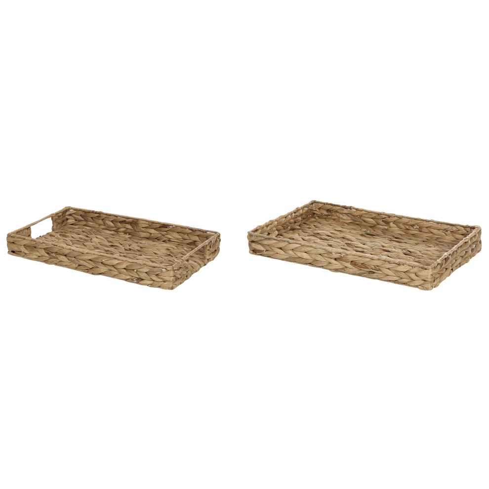 Set of 2 Decorative Trays KONTUM Wicker Natural