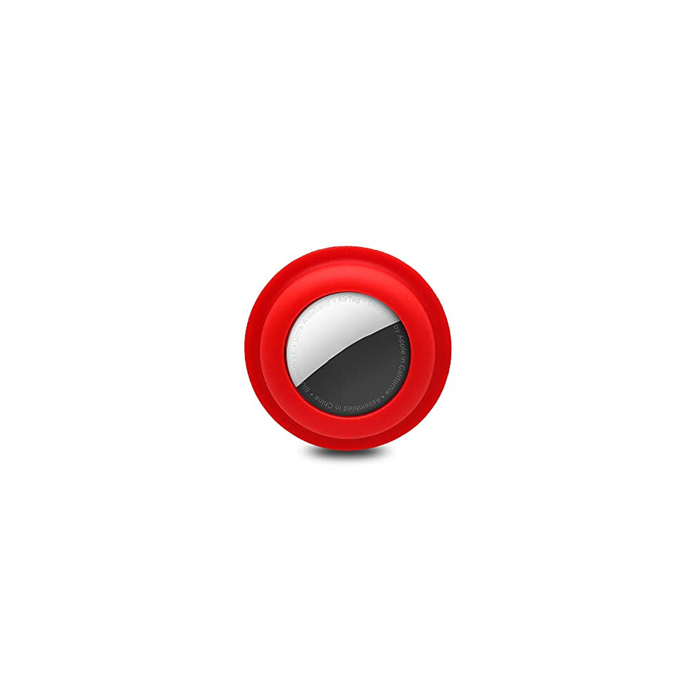 Stick-On Silicone Case For Apple Airtag, Anti-Scratch Protective Holder, Self-Adhesive Mount, Red 9016109973764