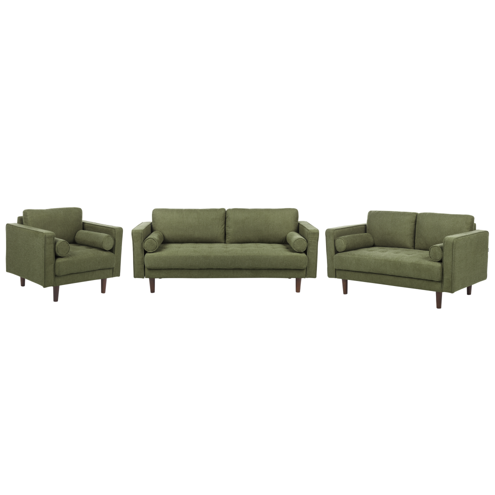 Living Room Set 6 Seater NURMO Fabric Dark Green