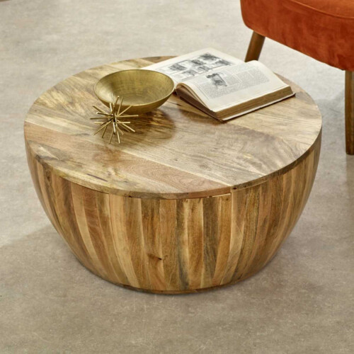 Surrey Solid Wood Drum Coffee Table 2