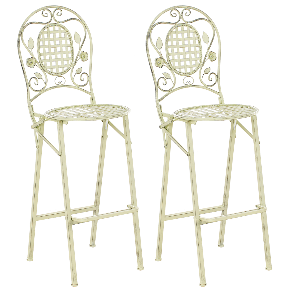Set of 2 Garden Bar Chairs BIVIO Folding Metal Light Green