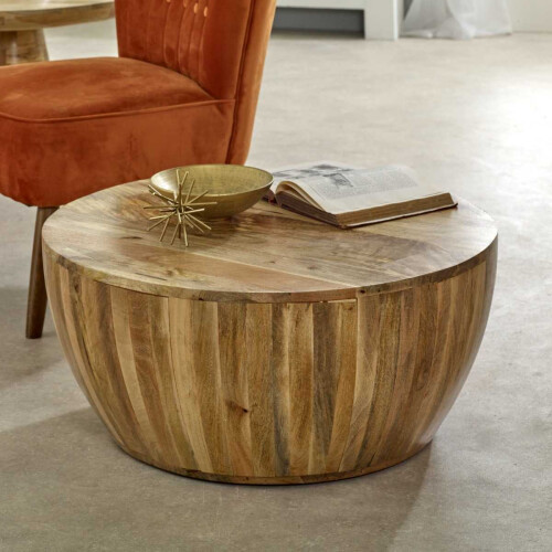 Surrey Solid Wood Drum Coffee Table 1