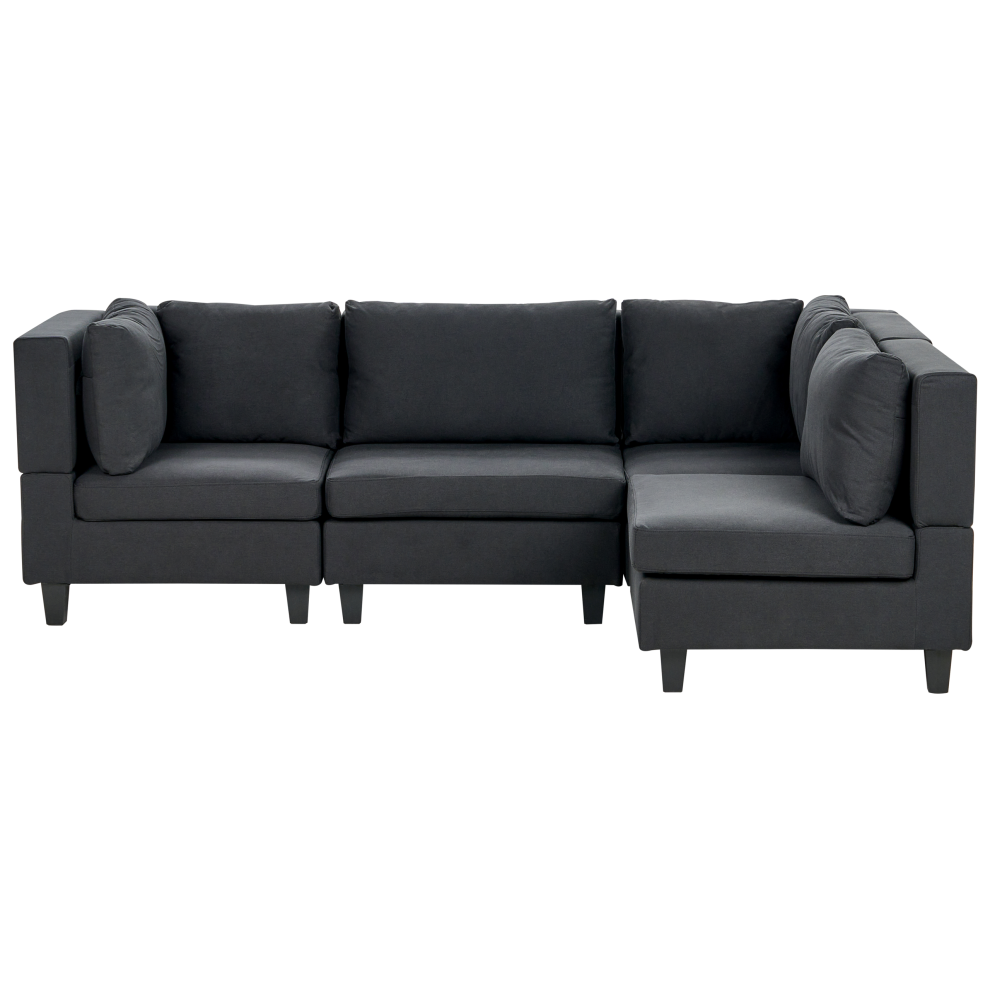 Modular Corner Sofa 4 Seater UNSTAD Fabric Black Left Hand