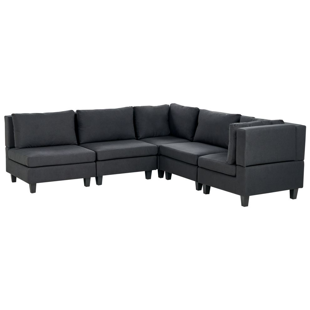 Modular Corner Sofa 5 Seater UNSTAD Fabric Black Left Hand