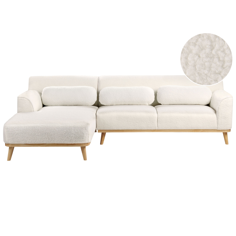 Corner Sofa 3 Seater SIMOS Boucle White Right Hand