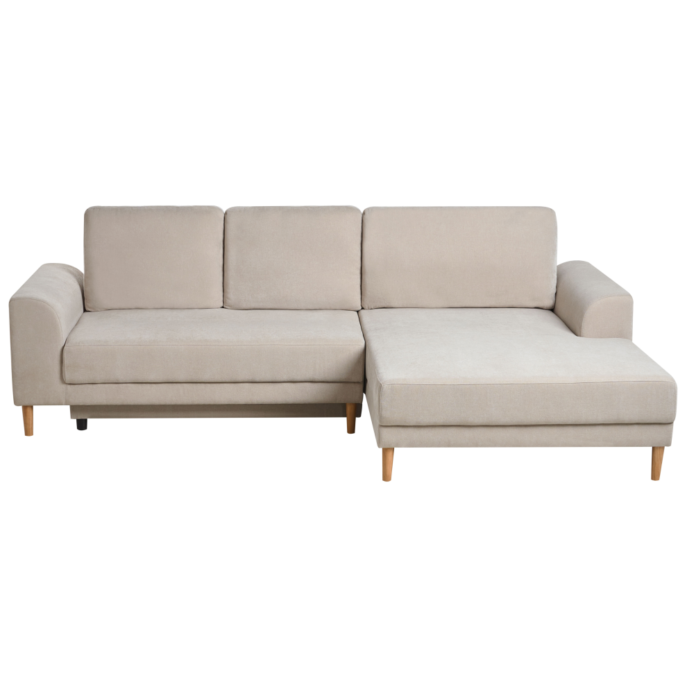 Corner Sofa Bed 3 Seater NUBORG Chenille Beige Left Hand