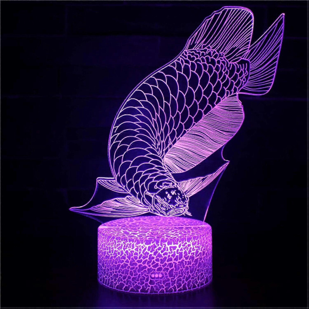 Kikidex (As Show, One Size) Xyc 3D Optical Lamp Illusion Night Dragonfish 3D Table Lamp Children Kids Birthday Gift Creative Gift Stereo Vision Co Light