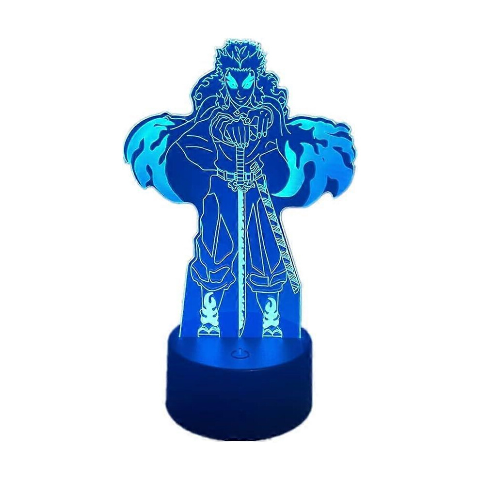 Kikidex (As Show, One Size) Xyc Anime Rengoku Kyoujurou Figure 3D Led Illusion Night Touch/Remote Color Changing For Room Decor Manga Bedside Usb Light