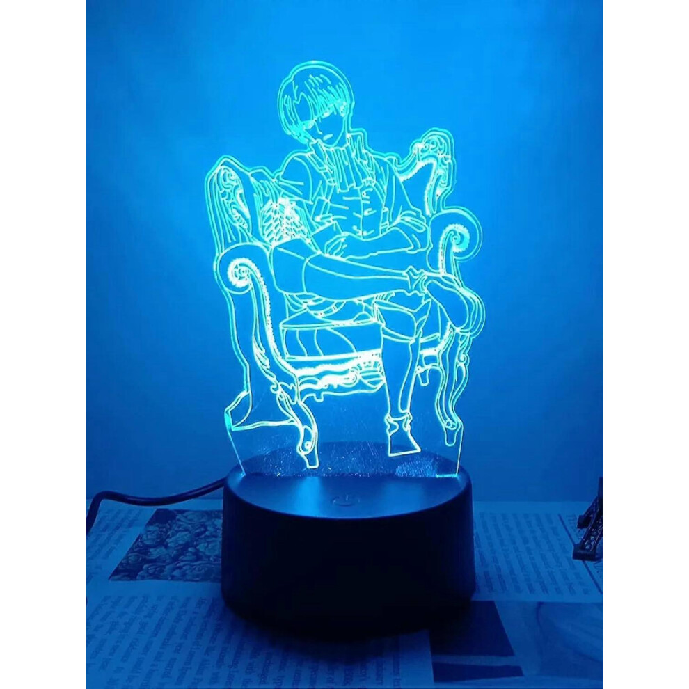 Kikidex (As Show, One Size) Xyc Shingeki Levi Akerman 3D Led Lamp For Bedroom Manga Night Anime Action Figure Decoration 3D Illusion Night Lamp Light