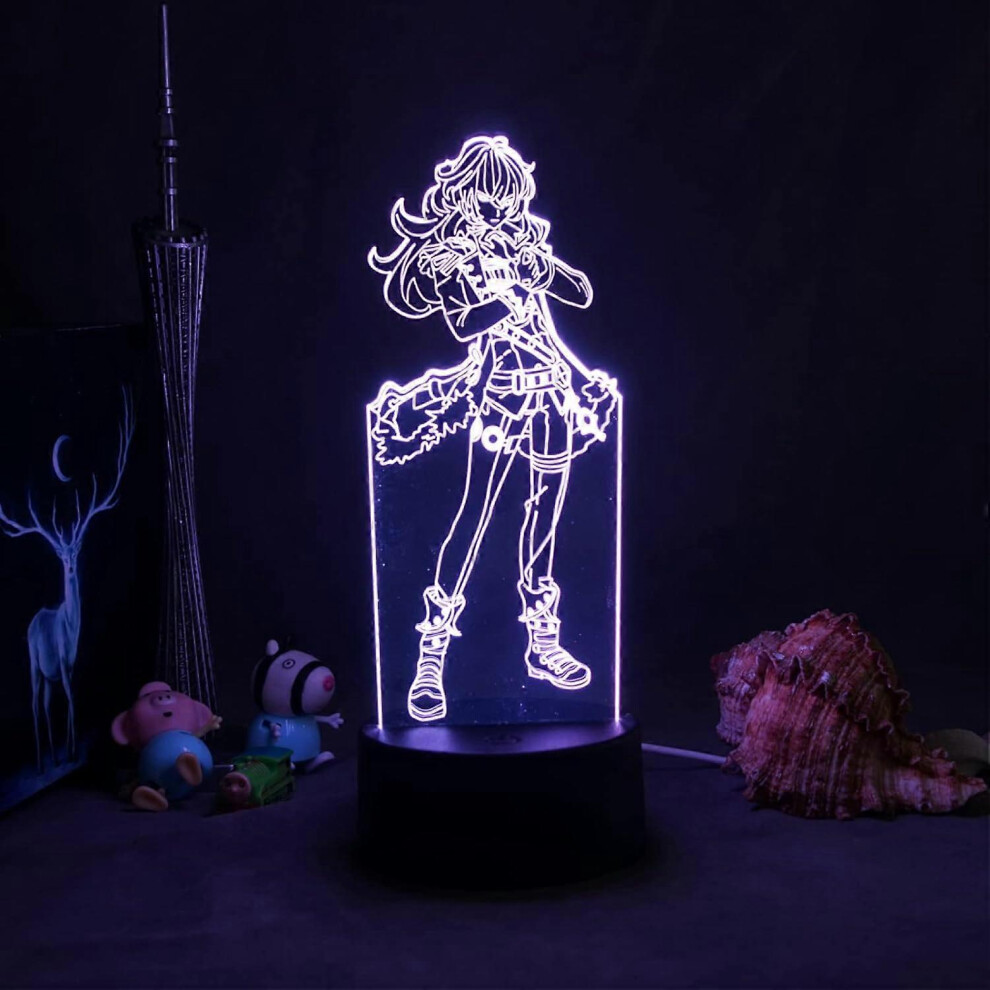 Kikidex (As Show, One Size) Xyc Game Genshin Impact Figurine 3D Illusion Lamp For Bedroom Decor Led Atmosphere Bedside Night Lamps Kids Gift Light
