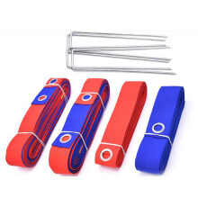 Volleyball Lines Outdoor Marking Set For Court Boundaries | Foldable Backyard Equipment With Red And Blue Sandbags