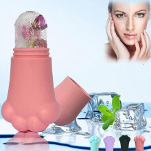 Ice Roller for Face Eyes and Neck Beauty Glow Cube Ice Facial Roller Skin Care Tools to Tighten & Tone Skin & De-Puff The Eye Area,Pink