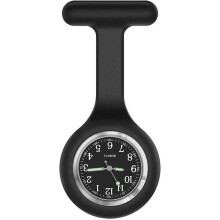Nurse Watch Brooch, Silicone with Pin/clip, Glow In Dark Design, Health Care Nurse Doctor Paramedic Medical Brooch Fob Watchblack