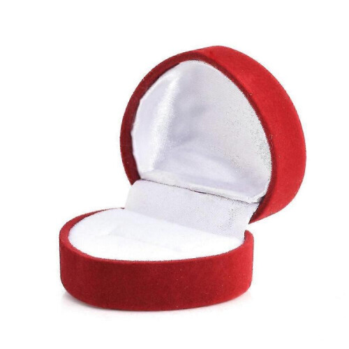 2pcs Romantic Red Love Heart Velvet Ring Box 2