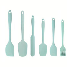 (Light Green, 1 Set) Silicone Spatula Set, 6 Counts/set Baking Tool Set, Baking Spatula Set, Heat Resistant Non Stick Cooking Tools for Baking & Mixing, Fully