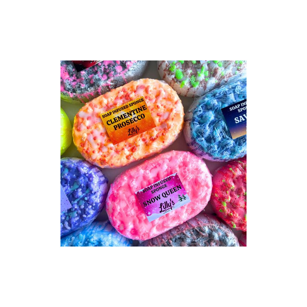 (Blueberry Vanilla) Soap Infused Sponges / Up To 3 Weeks Use / Shower and Bath Gift / Choose Fragrance / Scrub and Lather / Body Exfoliating / SLS Fre