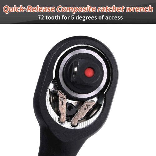 3-Piece 72 Teeth Bent Handle Ratchet Wrench Set Large, Medium, Small Bi-Directional Quick Socket Tool 2