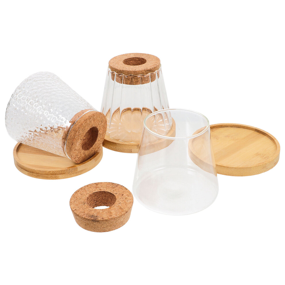 3 Zestawy Szklanych Hydroponicznych Z Korkiem I Tacką-image