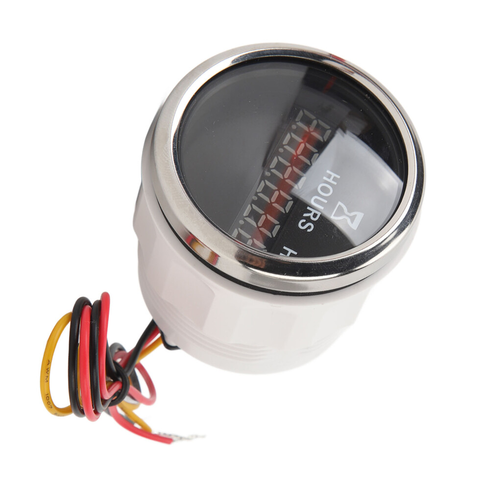 Dc 9Â32V 52Mm Round Digital Hour Meter For Boats, Yachts & Rvs Black/Silver 4601351131311
