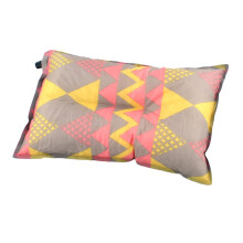 Automatic Inflatable Camping Pillow With Soft Cervical Support For Travel And Office Breaks Red Yellow Printed Design