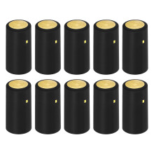 PVC Heat Shrink Capsules For Wine Bottles Shrink Cap Wrap 30x45mm Tear Tab Black Gold 100 Pcs
